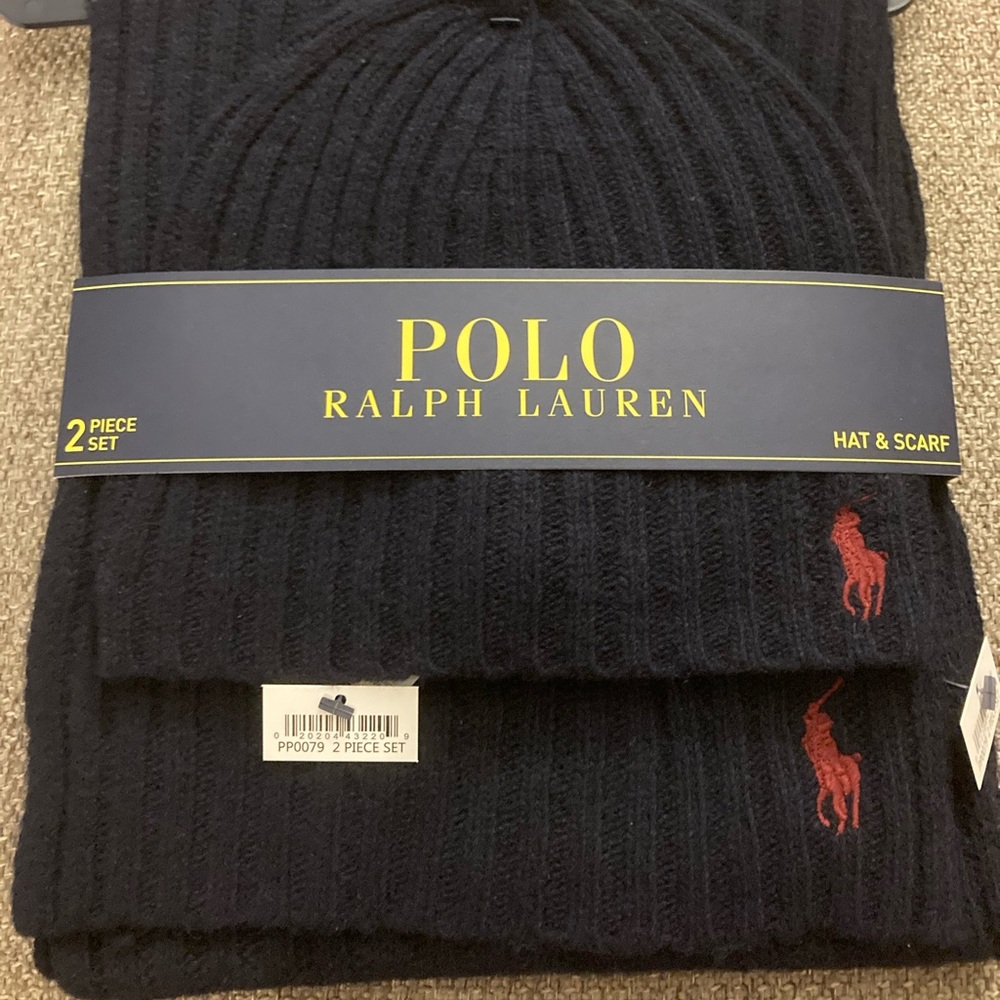 Polo Ralph Lauren Men's 2 Piece Knit Hat Scarf NWT